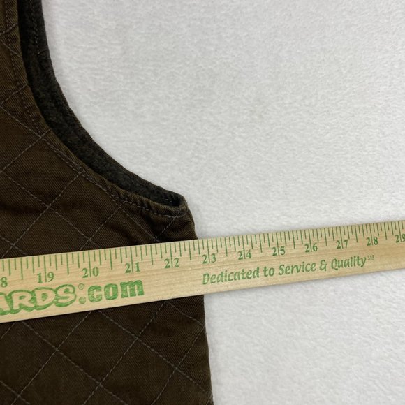 Woolrich Fleece Lined Canvas Quilted Button Vest Size L Saddle Brown Equestrian - Picture 4 of 12